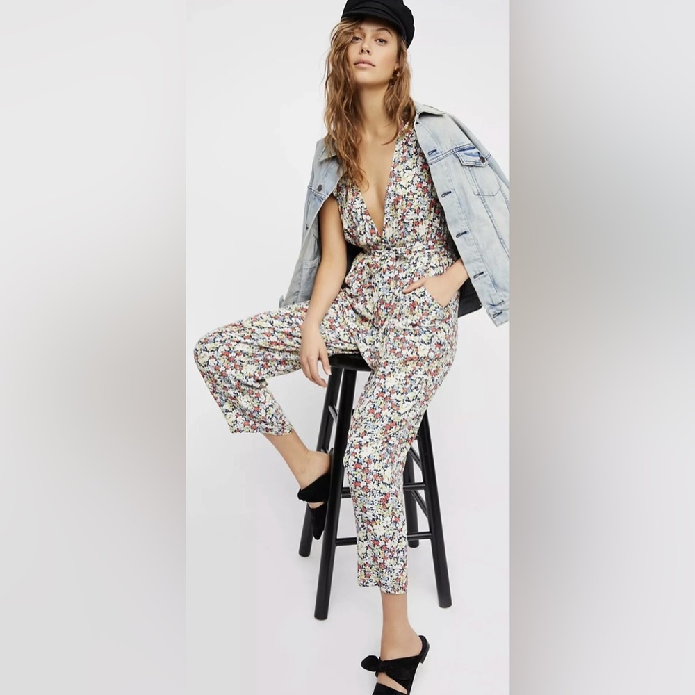 Free People Floral Printed One Piece Jumpsuit